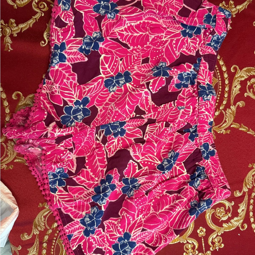 Hollister Pink and Blue Floral Juniors Shorts